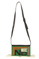 Fendi Green Acrylic Suede Logo Crossbody Bag