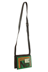 Fendi Green Acrylic Suede Logo Crossbody Bag