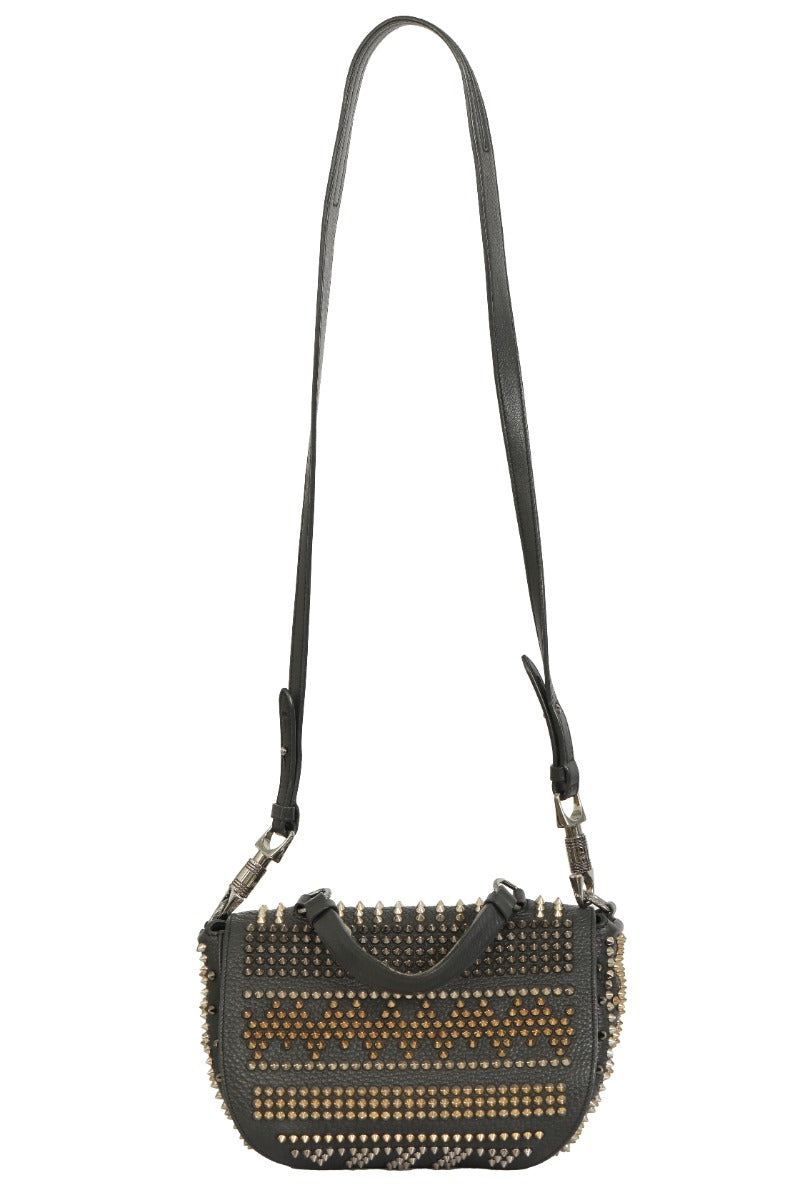 Christian Louboutin Panettone Spiked Chevron Black Crossbody Bag