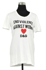 Dolce & Gabbana Size M White Heart Statement Graphic T-Shirt