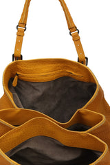 Bottega Veneta Yellow Leather Roma Intrecciato Tote Bag