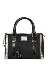Versace Black And Canvas Madonna Satchel Bag