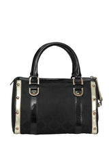 Versace Black And Canvas Madonna Satchel Bag