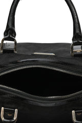 Versace Black And Canvas Madonna Satchel Bag