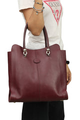 Tod'S Wine Sella Long Leather Tote Bag