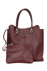 Tod'S Wine Sella Long Leather Tote Bag