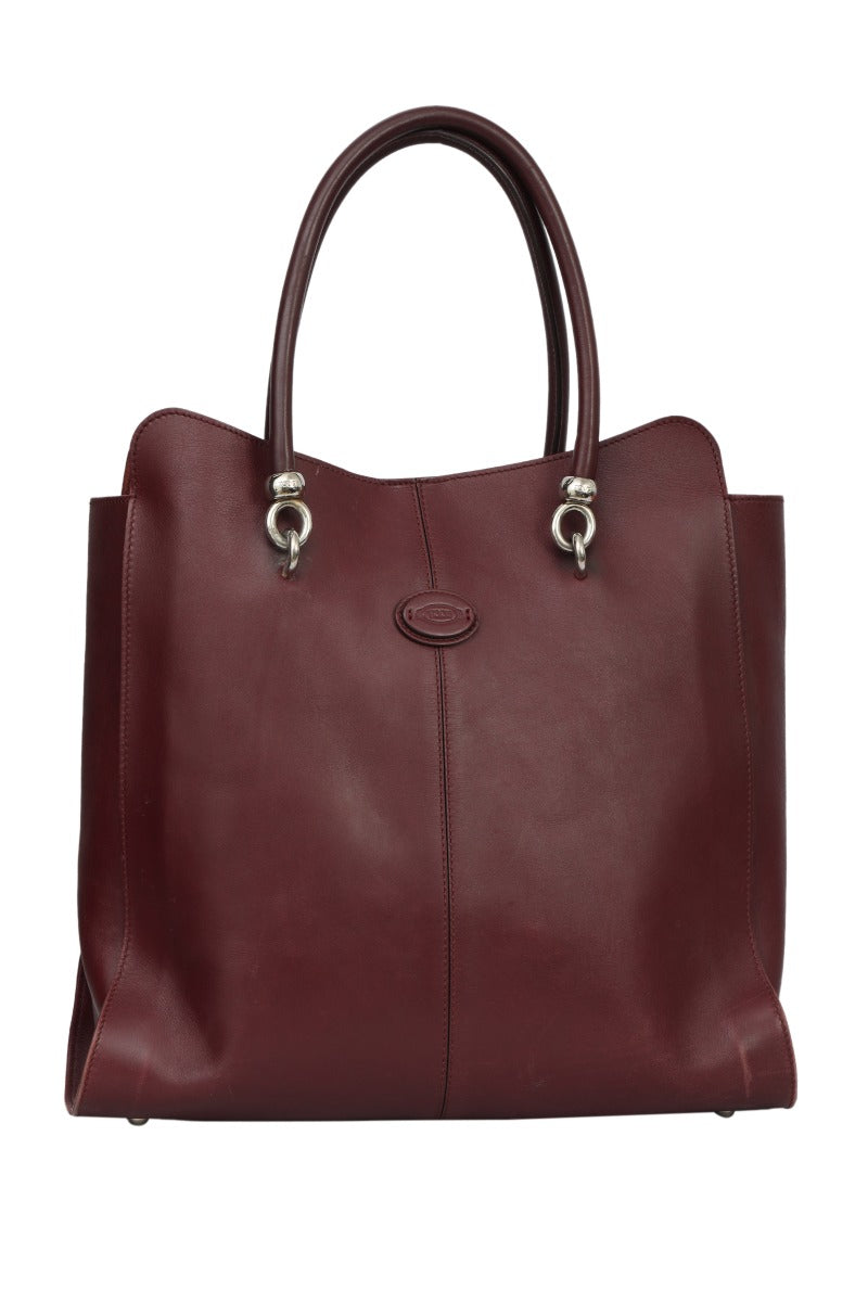Tod'S Wine Sella Long Leather Tote Bag
