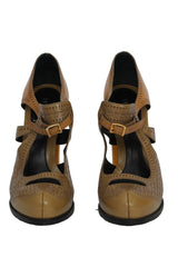 Fendi Size 40 Brouge Plethora Yellow Heels