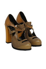 Fendi Size 40 Brouge Plethora Yellow Heels