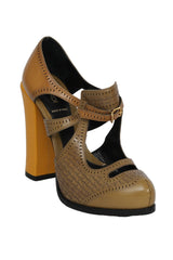 Fendi Size 40 Brouge Plethora Yellow Heels