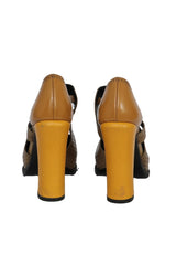Fendi Size 40 Brouge Plethora Yellow Heels