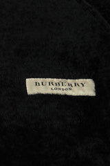 Burberry Size L Black Suede Collar Faux Fur Lining Long Coat