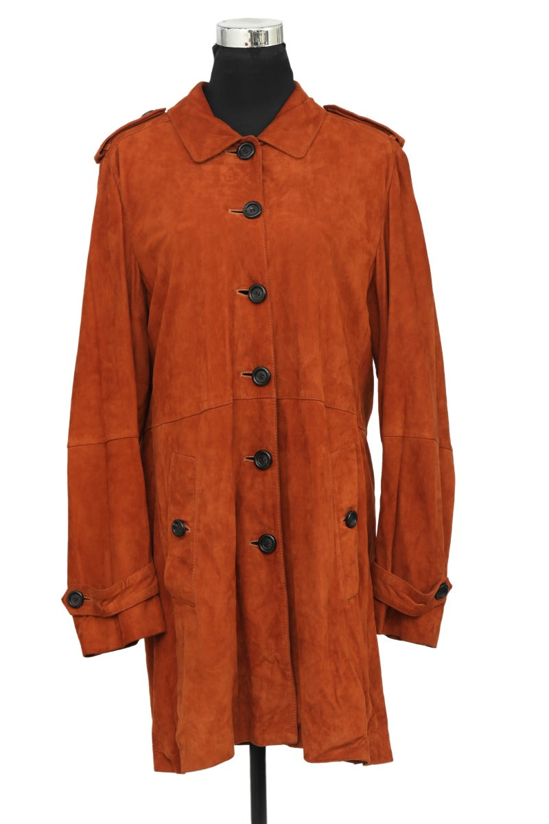 Burberry Size L Suede Orange Long Coat