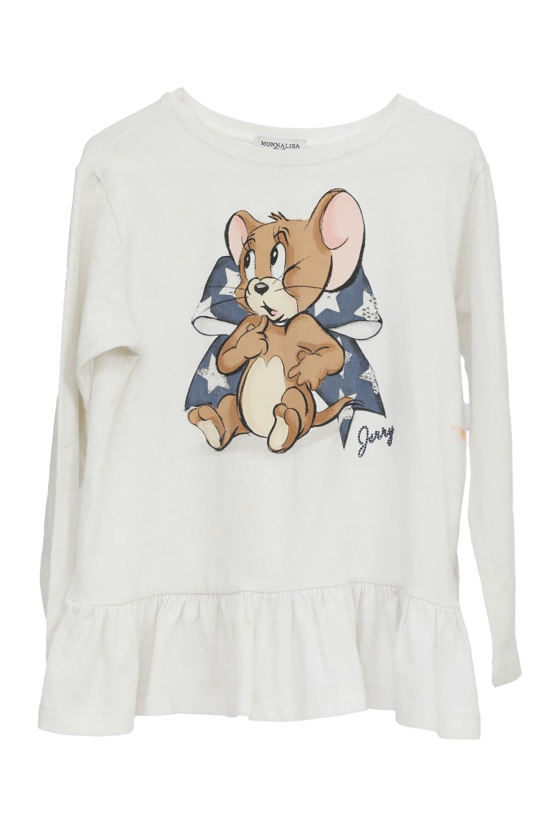 Monnalisa White Jerry Frilly Top