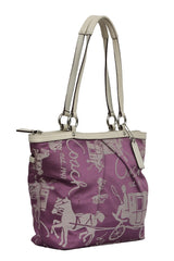 Coach Purple Satin Canvas Logo Monogram Small Tote Bag