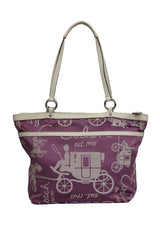 Coach Purple Satin Canvas Logo Monogram Small Tote Bag