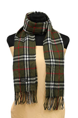 Burberry London Vintage Khaki Green Check Plaid Scarf
