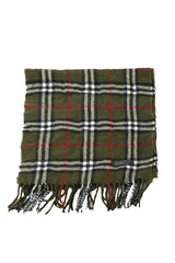 Burberry London Vintage Khaki Green Check Plaid Scarf