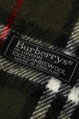 Burberry London Vintage Khaki Green Check Plaid Scarf