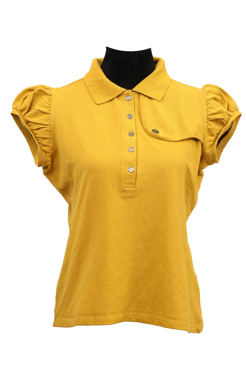 Burberry Size L Mustard Yellow Polo T-Shirt