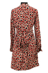 Gucci Size 40 Rusty Brown Cream Silk Long Sleeve Dress