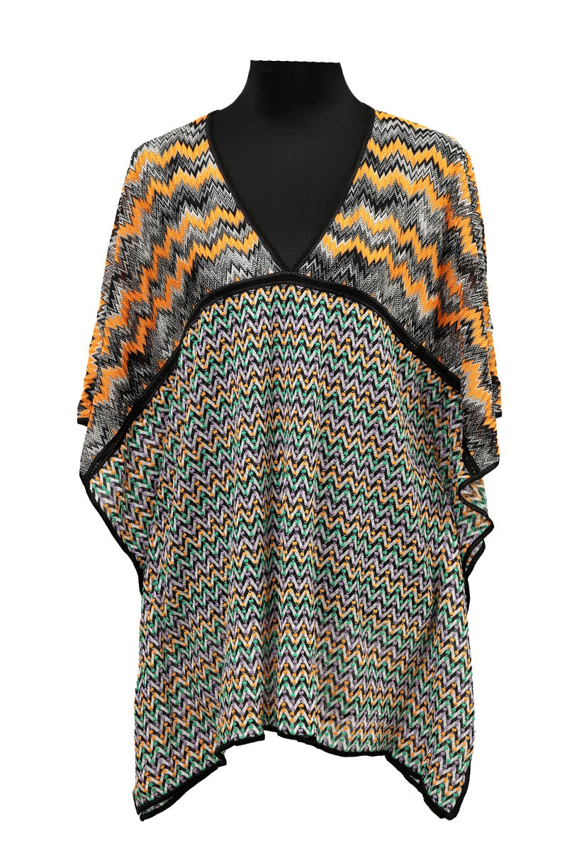 Missoni Size 38 Multicolor Crochet Knit Kaftan Tunic Top