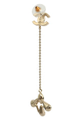 Chanel Dangling Cc Logo Gold Earrings