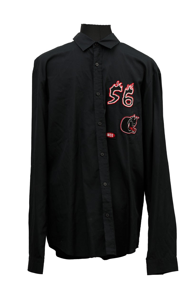 Alexander Mcqueen Size 52 Black Printed Long Sleeve Shirt