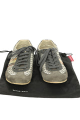 Dolce & Gabbana Size 8 Gray Monogram Stripped Low Top Sneaker