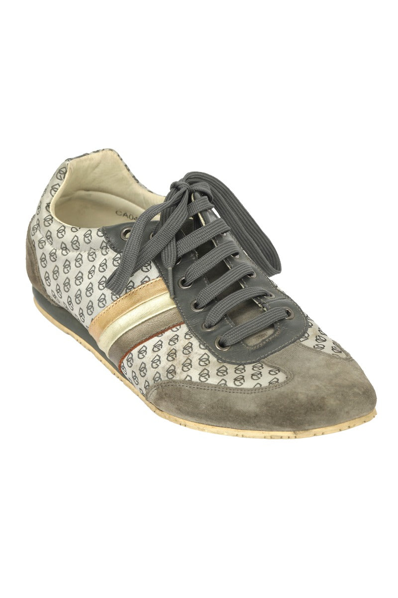 Dolce & Gabbana Size 8 Gray Monogram Stripped Low Top Sneaker