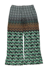 Missoni Size 40 Green Zig Zag Lurex Button Cardigan Set