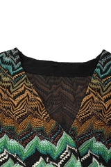 Missoni Size 40 Green Zig Zag Lurex Button Cardigan Set