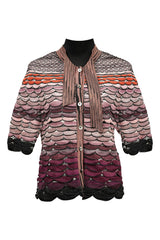 Missoni Size 42 Pink Chevron Pattern Cardigan Set