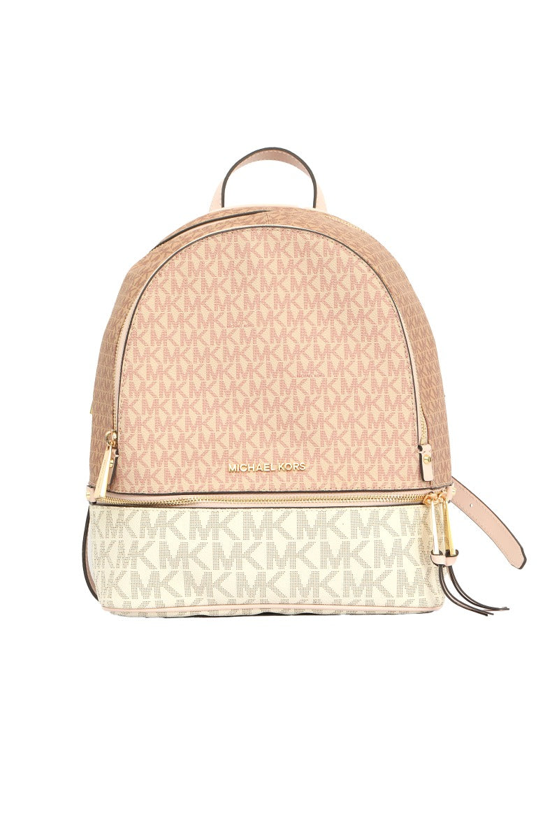 Michael Kors New Rhea Zip Up Pink Monogram Backpack