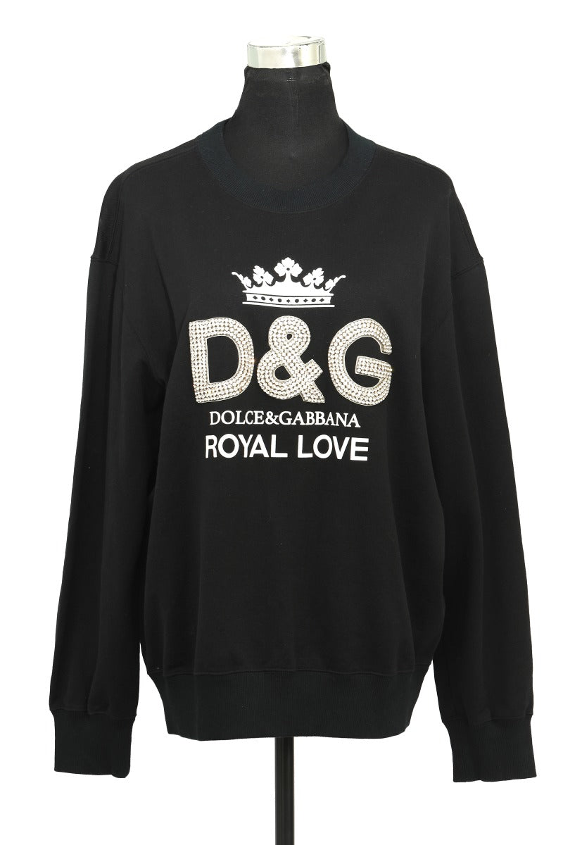 Dolce & Gabbana Size M Royal Love Sequins Embellished Black Sweatshirt