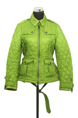 Burberry Size M Brit Green Quillted Zip Up Jacket With Belt