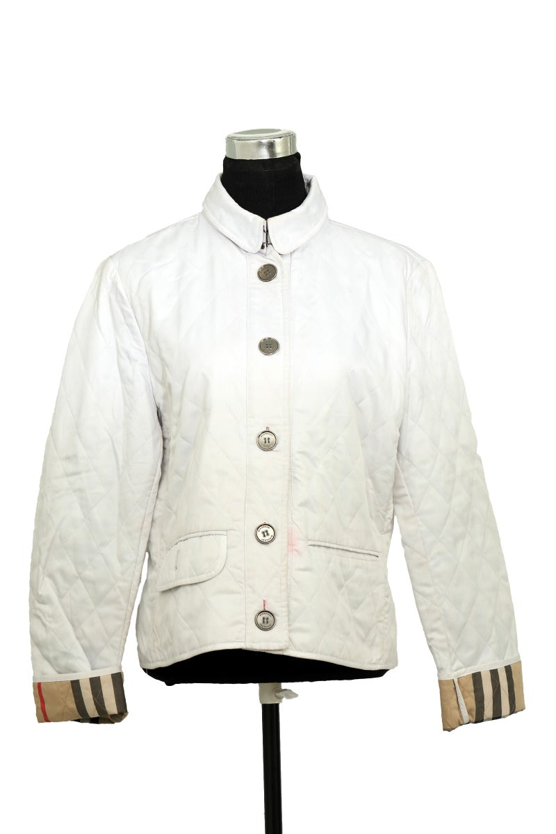 Burberry Size L White Quillted Jacket