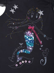 Armani Junior Black Embroidered Mermaid Dress
