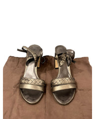Bottega Veneta Size: EU 38.5 Metallic Intrecciato Block Heels