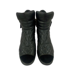 Chanel EU 40.5 Quilted Leather Black Ankle Boots
