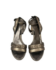 Bottega Veneta Size: EU 38.5 Metallic Intrecciato Block Heels