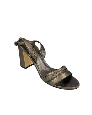 Bottega Veneta Size: EU 38.5 Metallic Intrecciato Block Heels