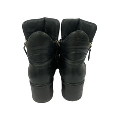 Chanel EU 40.5 Quilted Leather Black Ankle Boots