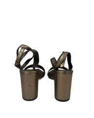 Bottega Veneta Size: EU 38.5 Metallic Intrecciato Block Heels