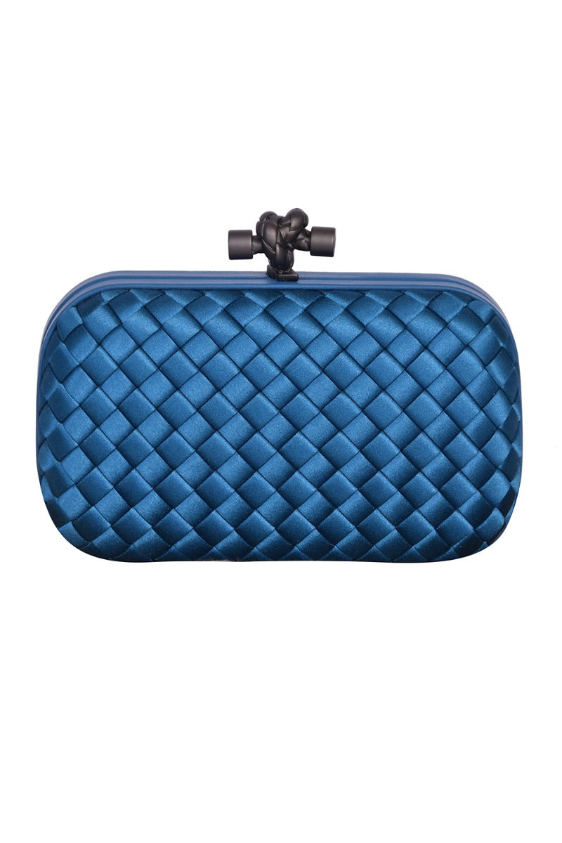 Bottega Veneta Blue Knotsatin Clutch