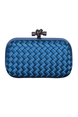 Bottega Veneta Blue Knotsatin Clutch