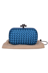 Bottega Veneta Blue Knotsatin Clutch