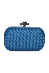 Bottega Veneta Blue Knotsatin Clutch
