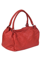 Bottega Veneta Parachute Intrecciato Nappa Red Handbag