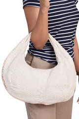 Bottega Veneta White Quilted Leather Hobo Bag